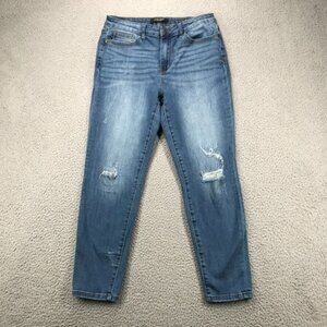 JUDY BLUE Jeans Womens Size 32 Relaxed Fit Skinny Ankle Distressed Stretch Denim